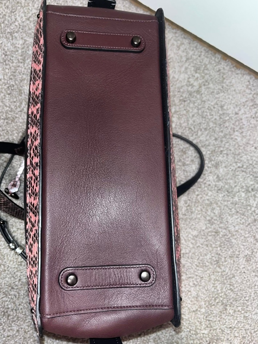 Coach Dreamer Black and Pink Python Leather Satchel Bag - Picture 7 of 14